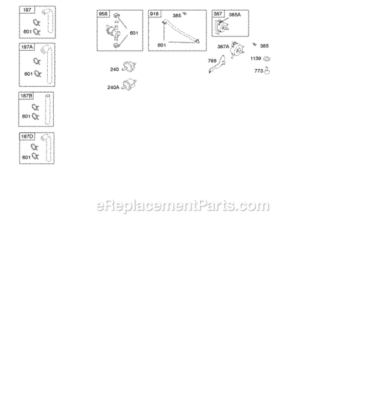 Fuel Supply Diagram and Parts List for  Briggs and Stratton Engine